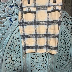 Wren New York Plaid Skirt in Cream and Light Blue